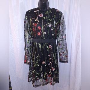 Black and Red Sheath Midi Dress with Bishop Sleeves